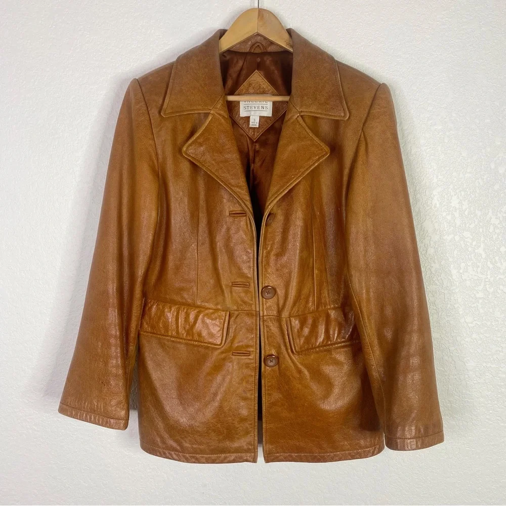 Vintage Valerie Stevens Brown 100% Leather Jacket - Picture 1 of 14